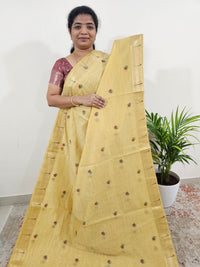 Soft Cotton with Weaving Floral Pattern  - Golden Shade