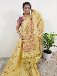 Soft Cotton with Weaving Floral Pattern  - Golden Shade