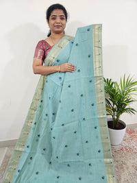 Soft Cotton with Weaving Floral Pattern  - Sea Blue