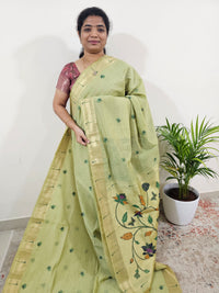Soft Cotton with Weaving Floral Pattern  - Green