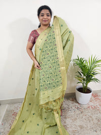 Soft Cotton with Weaving Floral Pattern  - Green