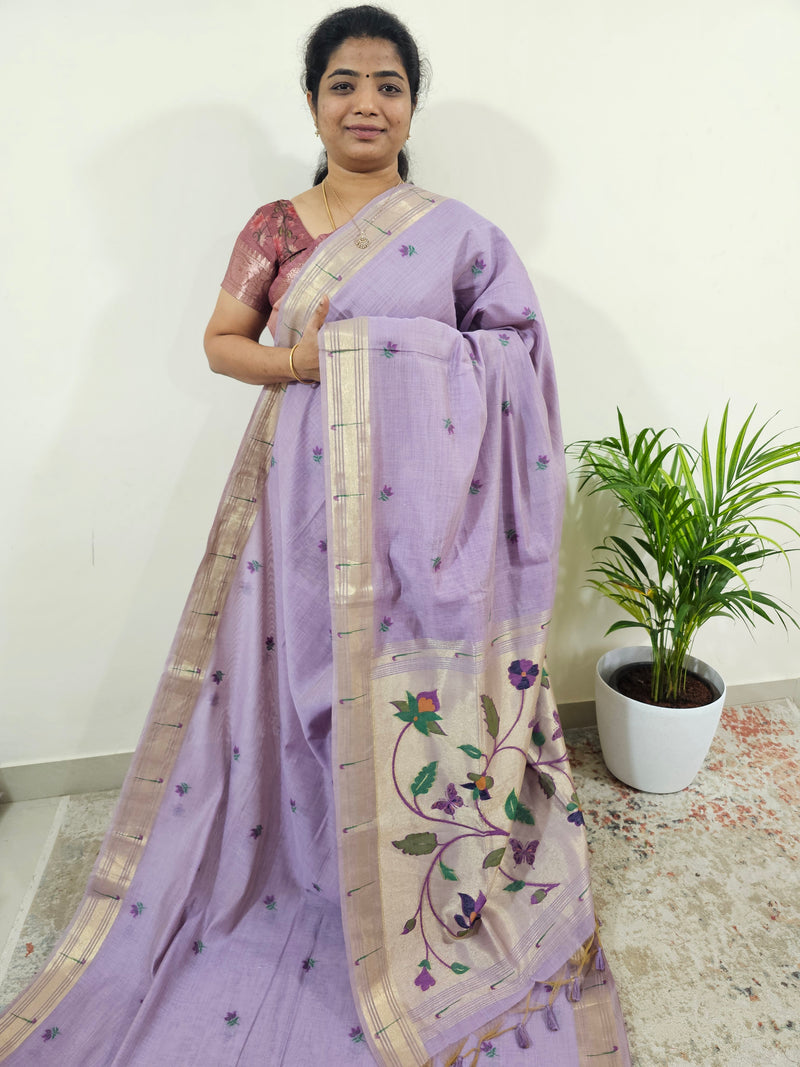 Soft Cotton with Weaving Floral Pattern  - Purple