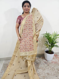 Soft Cotton with Weaving Floral Pattern  - Cream
