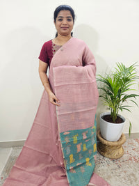 𝐏𝐫𝐞𝐛𝐨𝐨𝐤𝐢𝐧𝐠 𝐀𝐯𝐚𝐢𝐥𝐚𝐛𝐥𝐞 10 𝐃𝐚𝐲𝐬 𝐃𝐢𝐬𝐩𝐚𝐭𝐜𝐡 𝐓𝐢𝐦𝐞 Linen Tissue with Zari Weaving Digital Printed Sarees - Pink with Blue