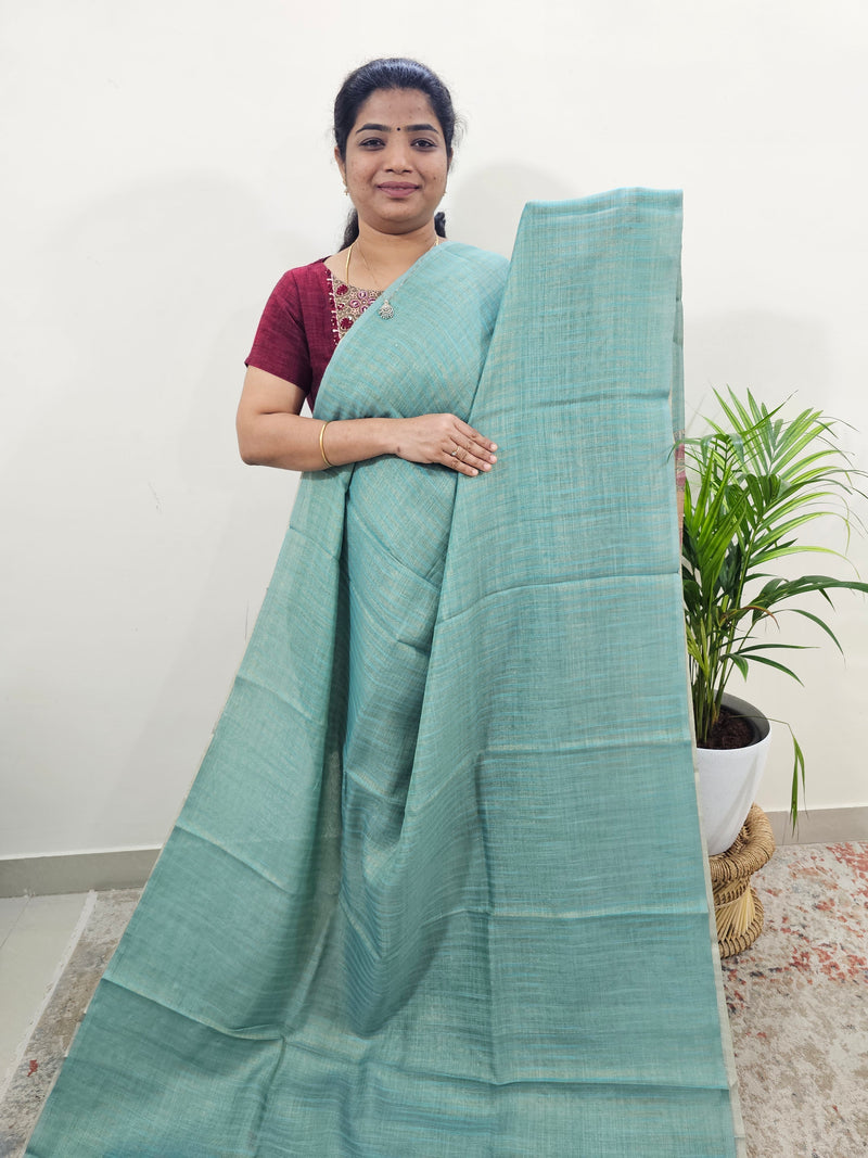 𝐏𝐫𝐞𝐛𝐨𝐨𝐤𝐢𝐧𝐠 𝐀𝐯𝐚𝐢𝐥𝐚𝐛𝐥𝐞 10 𝐃𝐚𝐲𝐬 𝐃𝐢𝐬𝐩𝐚𝐭𝐜𝐡 𝐓𝐢𝐦𝐞 Linen Tissue with Zari Weaving Digital Printed Sarees - Sea Blue with Pink