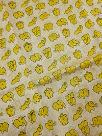 Maheshwari Silk Cotton Hand Block Printed Saree - Yellow