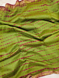 Maheshwari Silk Cotton Hand Block Printed Saree - Green