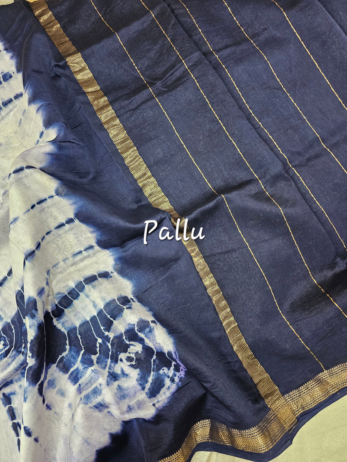Maheshwari Silk Cotton Hand Block Printed Saree - Blue