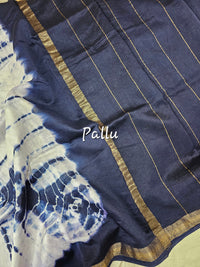 Maheshwari Silk Cotton Hand Block Printed Saree - Blue