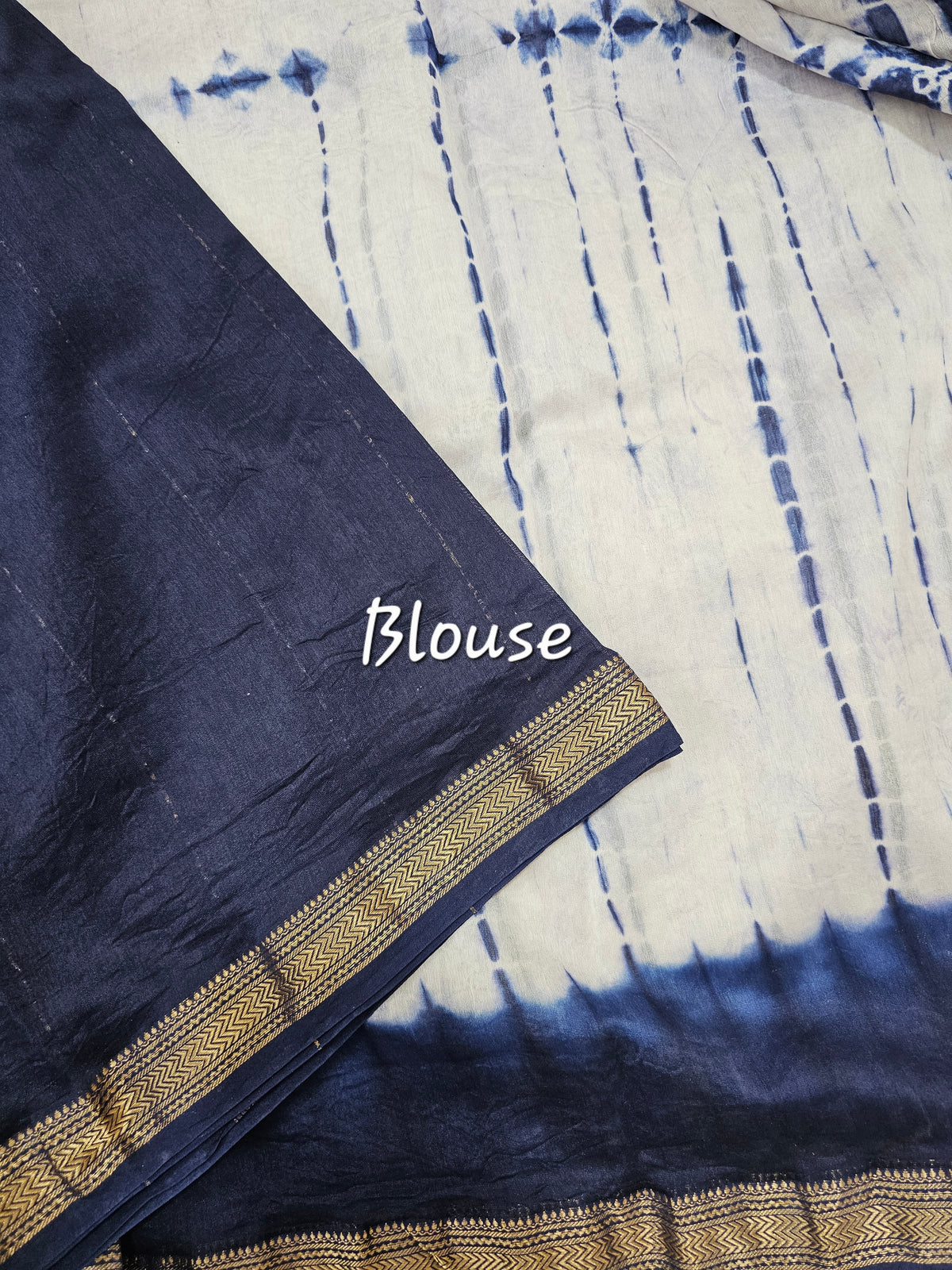 Maheshwari Silk Cotton Hand Block Printed Saree - Blue