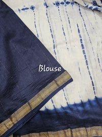 Maheshwari Silk Cotton Hand Block Printed Saree - Blue