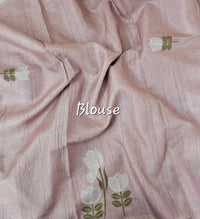 Soft Semi Tussar with Floral Digital Prints Emboridery - Pink
