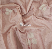 Soft Semi Tussar with Floral Digital Prints Emboridery - Pink