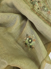 Linen Tissue with French Knot Work - Green