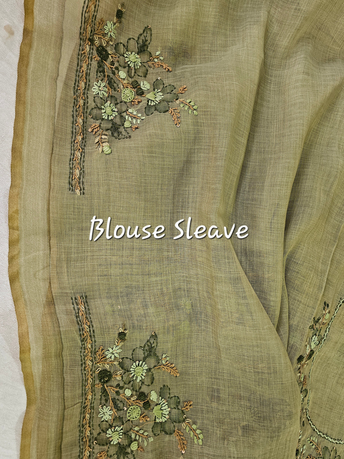 Linen Tissue with French Knot Work - Green