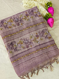 Linen Tissue with French Knot Work - Lavender