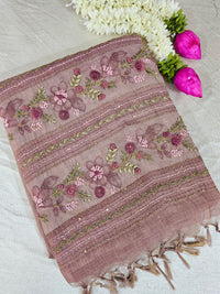 Linen Tissue with French Knot Work - Pink