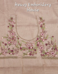 Linen Tissue with French Knot Work - Pink