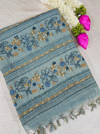 Linen Tissue with French Knot Work - Blue