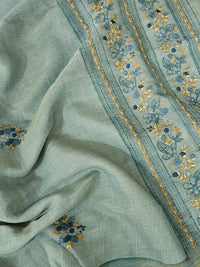 Linen Tissue with French Knot Work - Blue