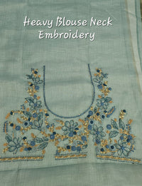 Linen Tissue with French Knot Work - Blue