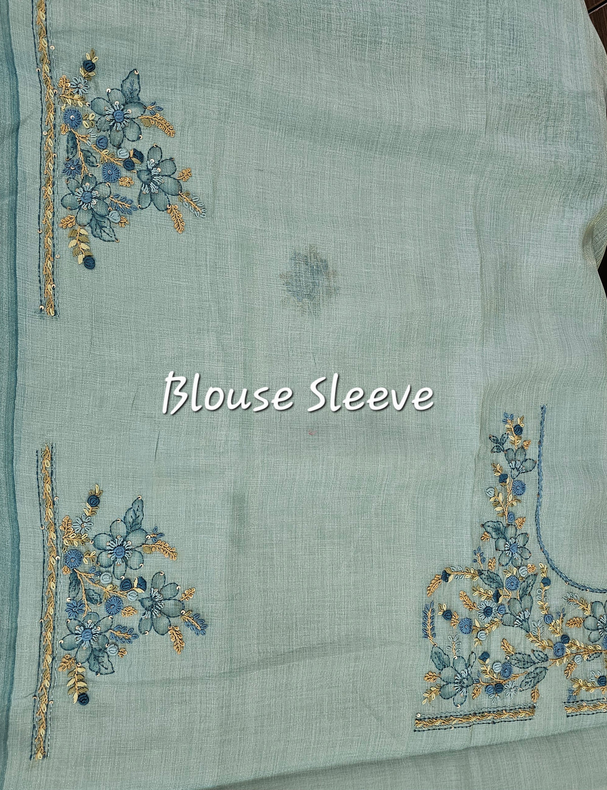 Linen Tissue with French Knot Work - Blue