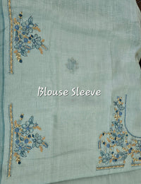 Linen Tissue with French Knot Work - Blue