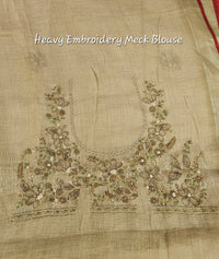 Linen Tissue with French Knot Work - Olive Green