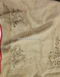 Linen Tissue with French Knot Work - Olive Green