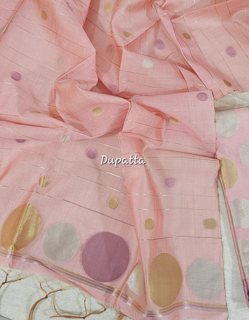 Banarasi Unstitched Salwar Suit -  Pink