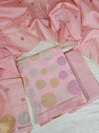 Banarasi Unstitched Salwar Suit -  Pink