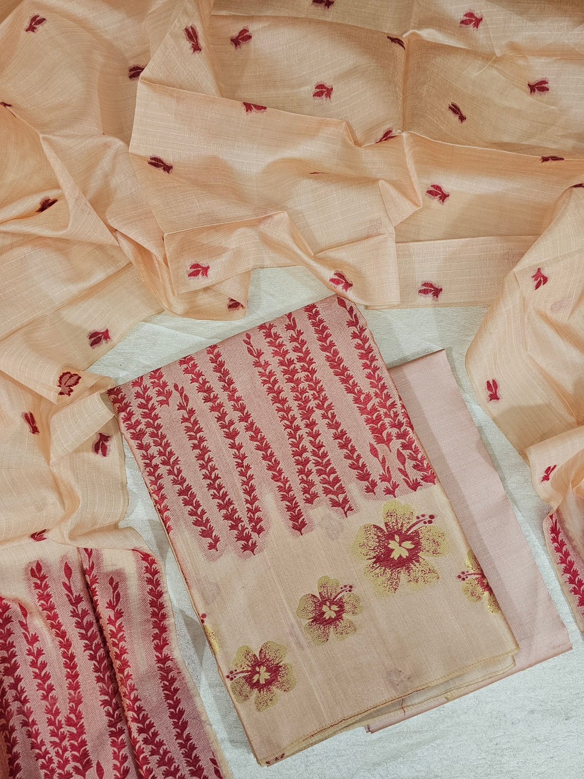 Banarasi Unstitched Salwar Suit - Beige