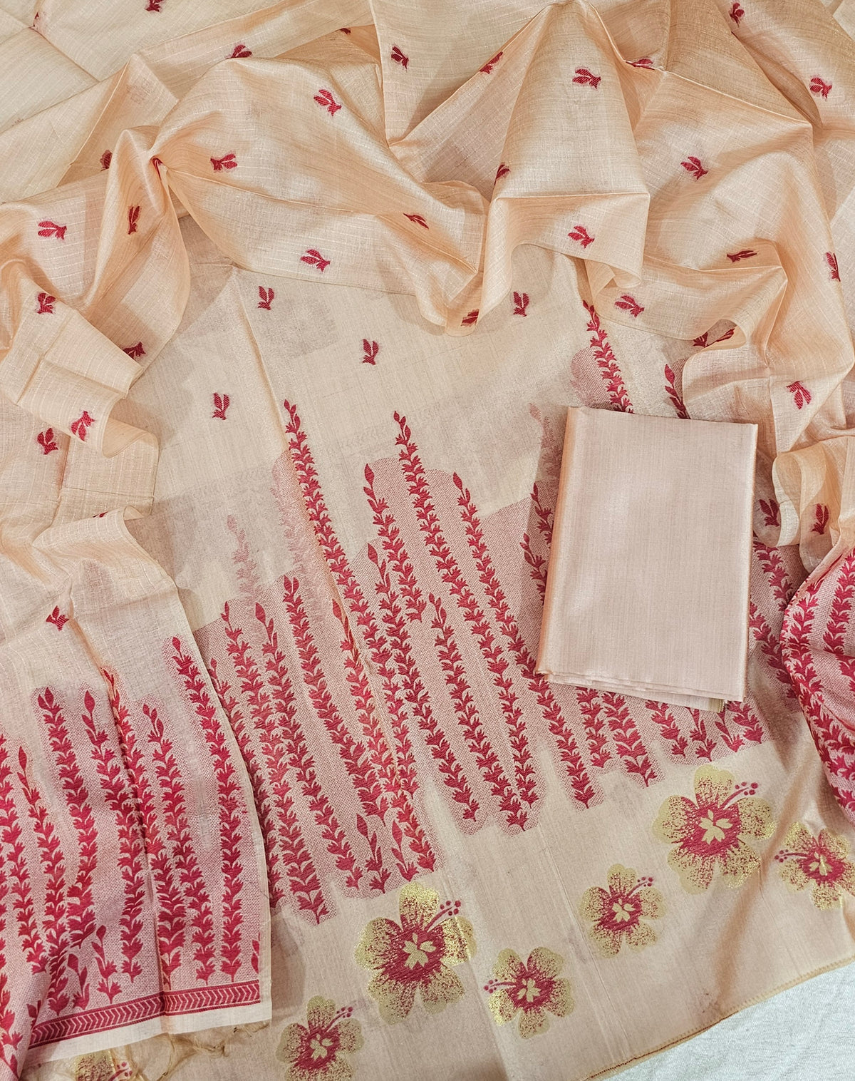 Banarasi Unstitched Salwar Suit - Beige