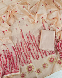 Banarasi Unstitched Salwar Suit - Beige