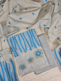Banarasi Unstitched Salwar Suit - Blue