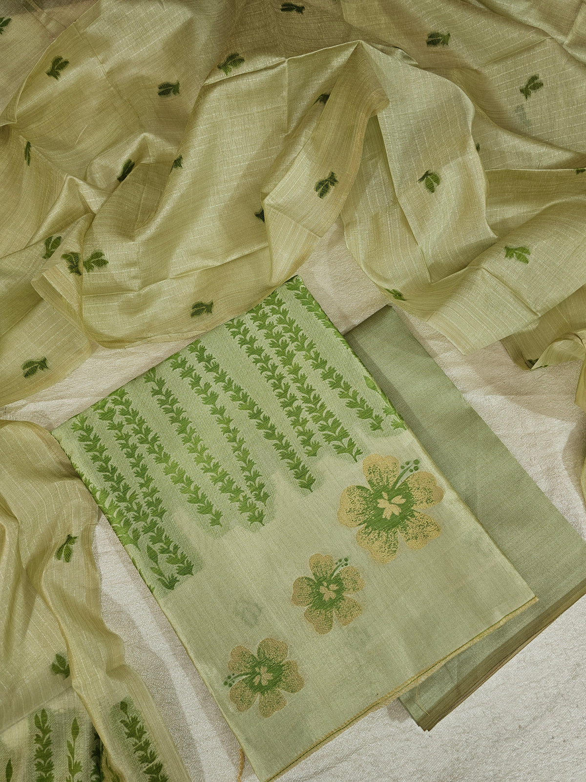 Banarasi Unstitched Salwar Suit - Green