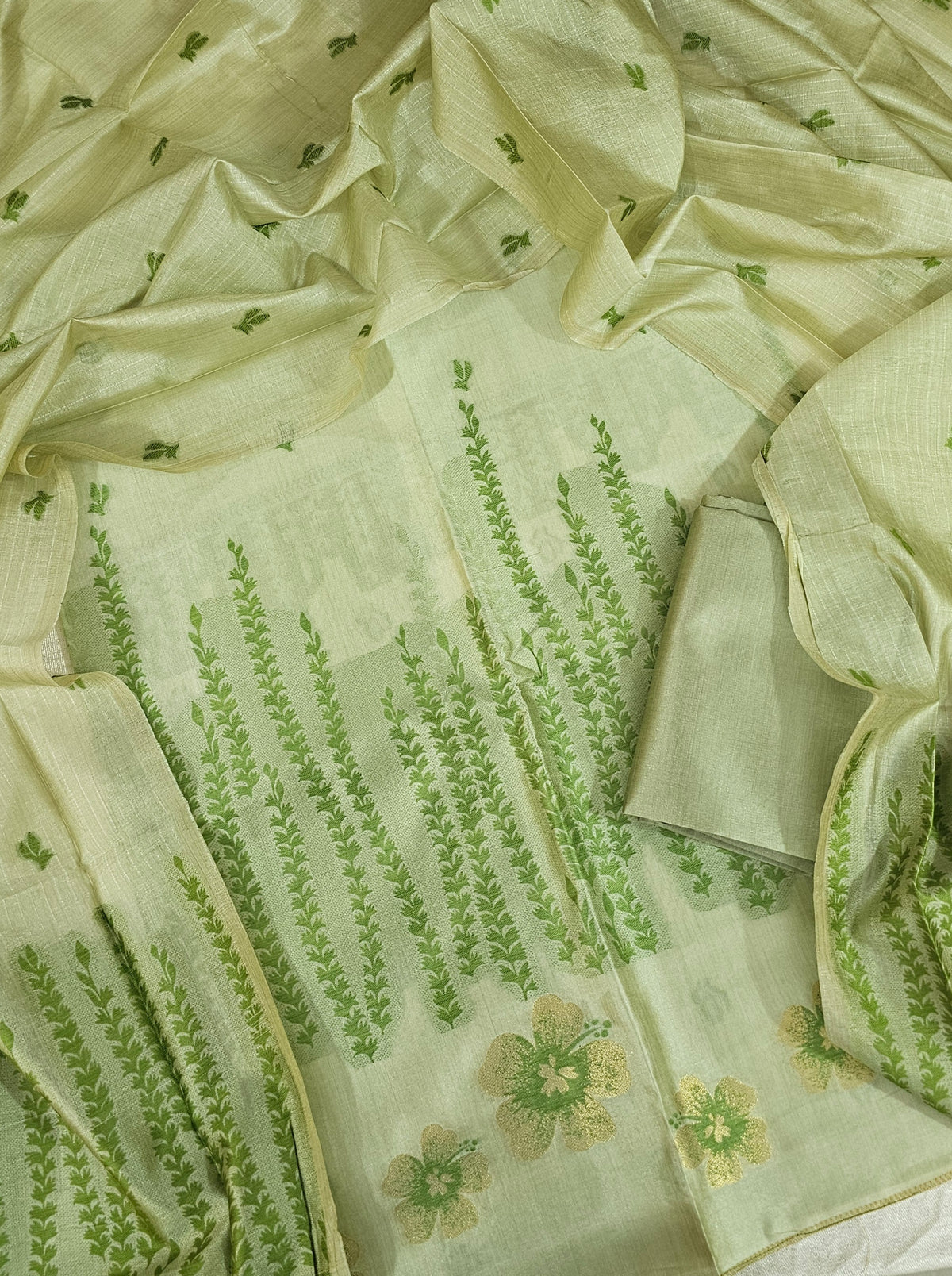 Banarasi Unstitched Salwar Suit - Green