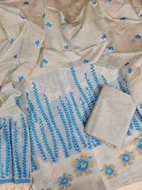 Banarasi Unstitched Salwar Suit - Blue