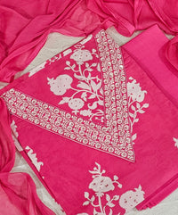 Soft Cotton Unstitched Salwar - Pink