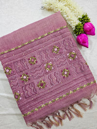 Linen Tissue with French Knot Work - Pink