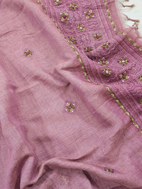 Linen Tissue with French Knot Work - Pink