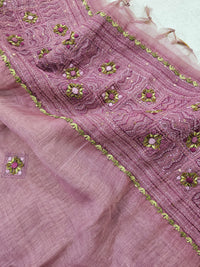 Linen Tissue with French Knot Work - Pink