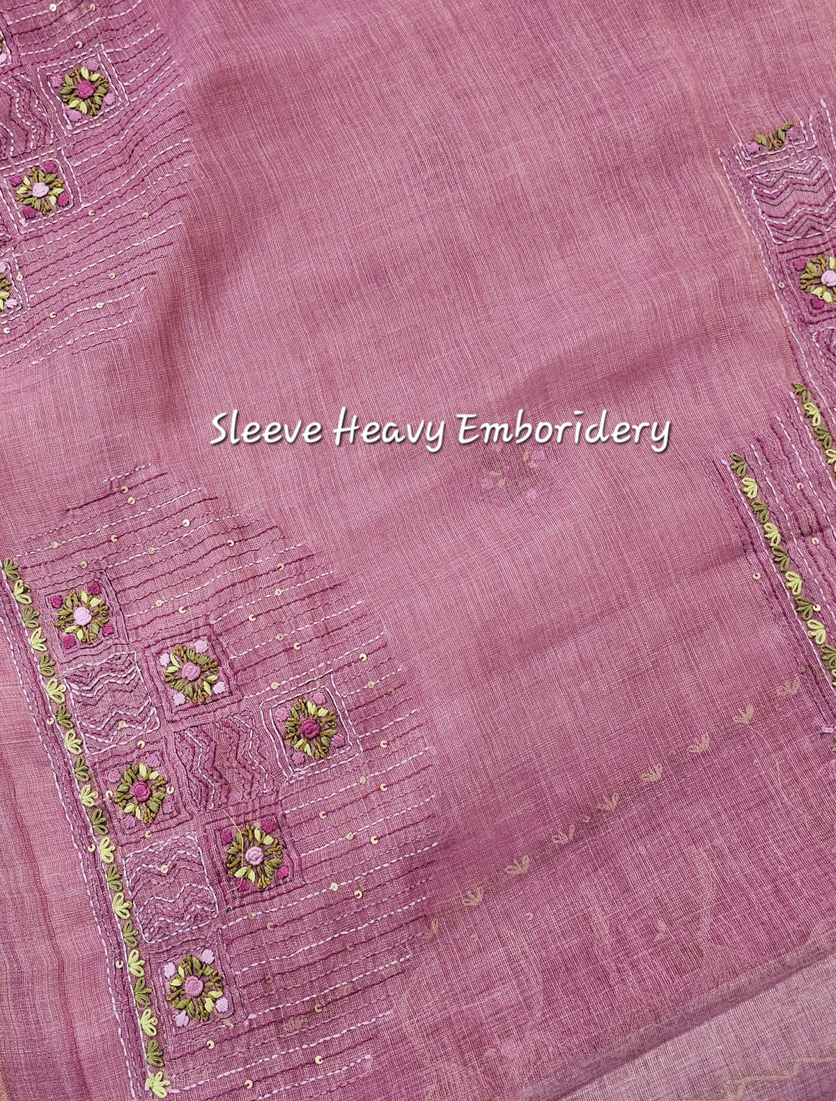 Linen Tissue with French Knot Work - Pink