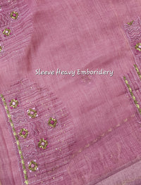 Linen Tissue with French Knot Work - Pink