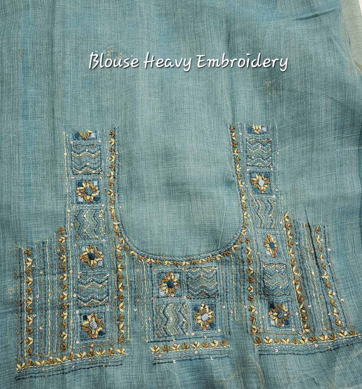 Linen Tissue with French Knot Work - Blue