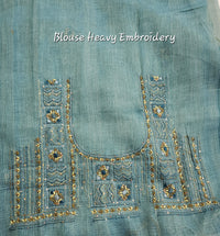 Linen Tissue with French Knot Work - Blue