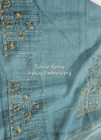 Linen Tissue with French Knot Work - Blue
