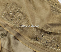 Linen Tissue with French Knot Work - Mehndi Green