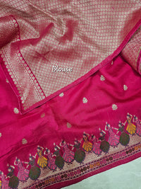 Premium Jute Blend Tussar with Paithani Weaving Border - Pink