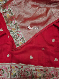 Premium Jute Blend Tussar with Paithani Weaving Border - Red